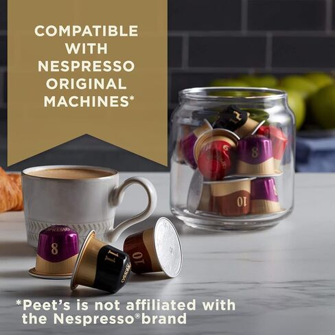 Peet's Coffee, Dark Roast Espresso Capsules Variety Pack, Compatible with Nespresso Original Machine - Intensity 10-11, 40 Count (4 Boxes of 10 Espresso Capsules) in Saudi Arabia