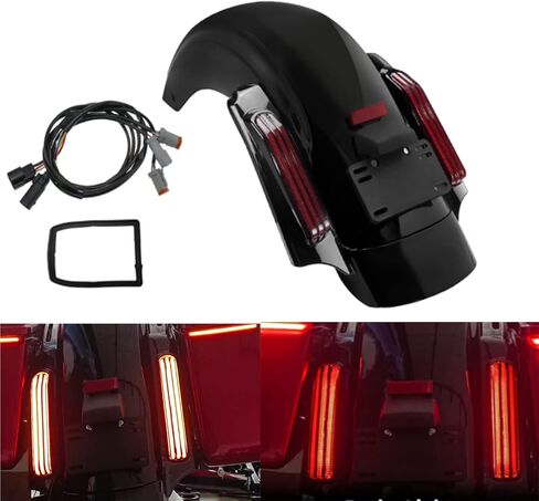 Motorcycle LED Rear Fender System Turn Signal Running Brake Light Fit for Harley Touring Road King Electra Road Street Glide 2014-later Black Lens in Saudi Arabia