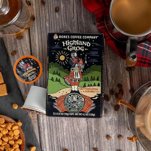 شركة القهوة في عظام Sinn-O-Bunn Flaved Bones Fags Coffee Coffee Pods لصالح صانع القهوة المنفرد المنخفض ، نكهة لفائف القرفة (12CT) in Saudi Arabia