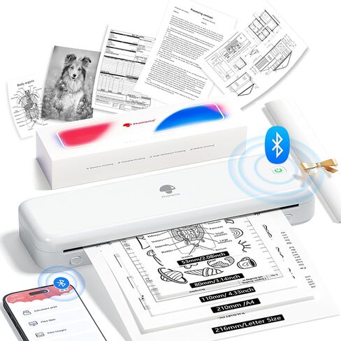 Phomemo Portable Printers Wireless for Travel Upgraded,M834 Bluetooth Thermal Printer 8.5" x 11"& A4 Size,Inkless Mobile Printer with Carry Case for Travel,Office,School,Car,Home,Pink in Saudi Arabia