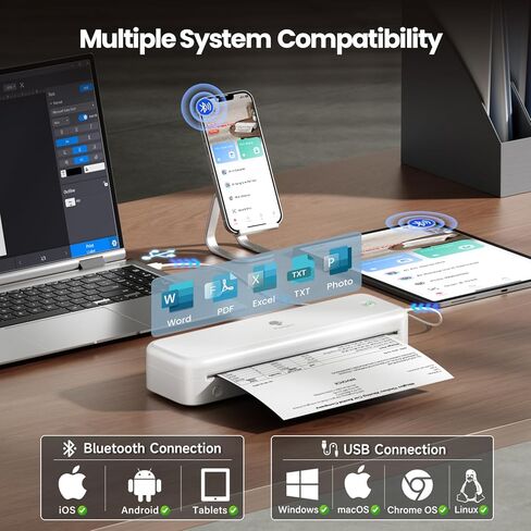 Phomemo Portable Printers Wireless for Travel Upgraded,M834 Bluetooth Thermal Printer 8.5" x 11"& A4 Size,Inkless Mobile Printer with Carry Case for Travel,Office,School,Car,Home,Pink in Kuwait