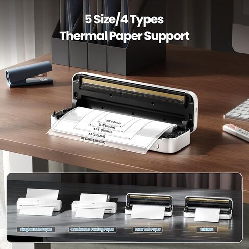 Phomemo Portable Printers Wireless for Travel Upgraded,M834 Bluetooth Thermal Printer 8.5" x 11"& A4 Size,Inkless Mobile Printer with Carry Case for Travel,Office,School,Car,Home,Pink in Kuwait