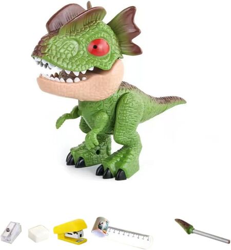 5 in 1 Stationery Set,Dinosaur-themed Stationery Funny Toy for Kids,Student Storage Eraser Ruler Pencil Sharpener Staple for Boys and Girls in Saudi Arabia