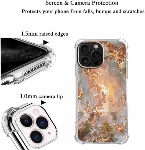 Case for iPhone 16 Pro with Renaissance Art Design,Cute Angel God Greek Mythology Painting,Clear Soft TPU Bumper Case,6.3"(Mythology,16pr) in Saudi Arabia