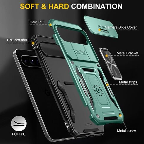 for Google Pixel 9 Pro XL Case with Stand,[Military Grade Shockproof],Heavy Duty Military Grade Hard Protection,Camera Protect,Edge Cover for Pixel 9 Pro XL,[Light Blue],MUS-KJZH-03-07 in Kuwait