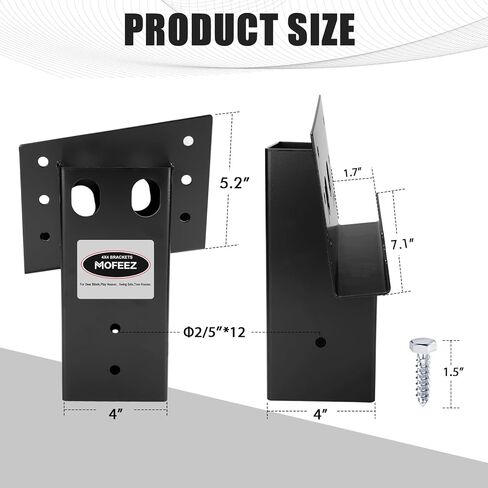 MOFEEZ Deer Stand Brackets 4x4 with Screws, Heavy Duty Elevator Bracket with Powder Coated for Deer Blind Outdoor Hunting Platform Blind Box Treehouse Shooting Shack Over 2000lb Capacity Black 4 Pack in Kuwait