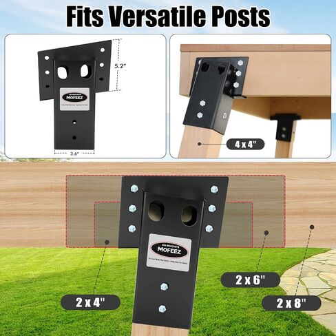 MOFEEZ Deer Stand Brackets 4x4 with Screws, Heavy Duty Elevator Bracket with Powder Coated for Deer Blind Outdoor Hunting Platform Blind Box Treehouse Shooting Shack Over 2000lb Capacity Black 4 Pack in Kuwait