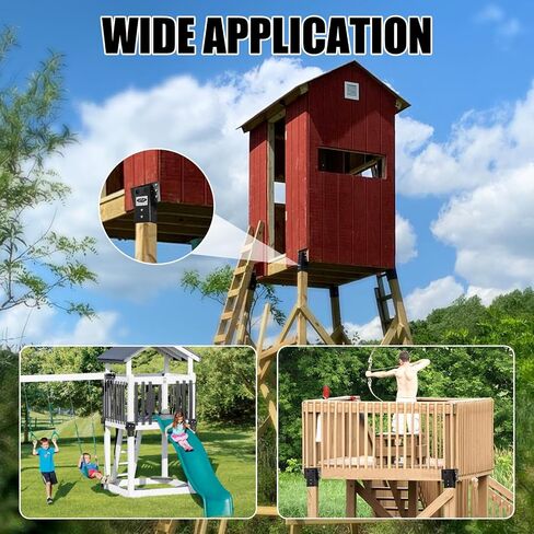 MOFEEZ Deer Stand Brackets 4x4 with Screws, Heavy Duty Elevator Bracket with Powder Coated for Deer Blind Outdoor Hunting Platform Blind Box Treehouse Shooting Shack Over 2000lb Capacity Black 4 Pack in Kuwait