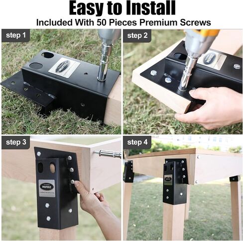 MOFEEZ Deer Stand Brackets 4x4 with Screws, Heavy Duty Elevator Bracket with Powder Coated for Deer Blind Outdoor Hunting Platform Blind Box Treehouse Shooting Shack Over 2000lb Capacity Black 4 Pack in Kuwait