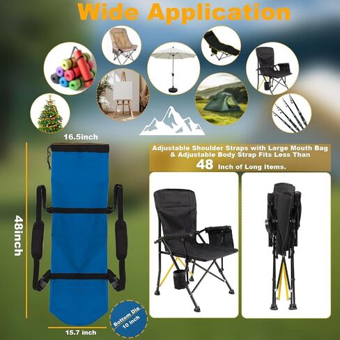 1 Pack 900D 48 Inch Camp Chair Bag Replacement with Shoulder Strap Camp Bag Folding Chair Bag Fishing Outdoor Storage Bag(48 * 16.5 * 10.2Inch) (1, Blue, XL) in Kuwait