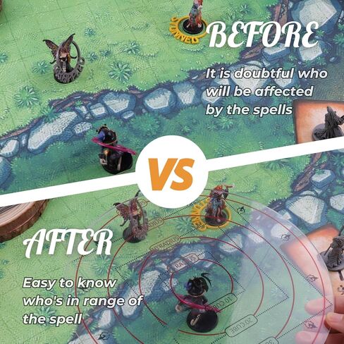 Byhoo DND Spell AOE قالب تأثير منطقة D&D - 1 بوصة شبكة أو سجادة ألعاب منضدية سداسية ملحقات ألعاب RPG لسلسلة الزنزانات والتنينات باثفايندر وغيرها من ألعاب TTRPG in Kuwait