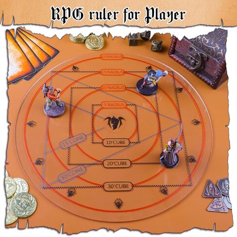 Byhoo DND Spell AOE قالب تأثير منطقة D&D - 1 بوصة شبكة أو سجادة ألعاب منضدية سداسية ملحقات ألعاب RPG لسلسلة الزنزانات والتنينات باثفايندر وغيرها من ألعاب TTRPG in Kuwait