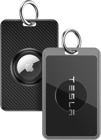 Protective Case for Tesla Key Card with AirTag Holder Compatible with Model 3/Y/S/X,Air Tag Secure Card Holder Cover Slots with Metal Keychain Ring for Tesla Accessories (Black/Black) in Saudi Arabia
