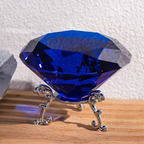 80mm Crystal Diamond Paperweight with Stand, Large Faceted Glass Gems Jewels for Home Party Decoration(Blue) in Saudi Arabia