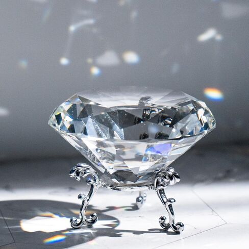 80mm Crystal Diamond Paperweight with Stand, Large Faceted Glass Gems Jewels for Home Party Decoration(Blue) in Saudi Arabia