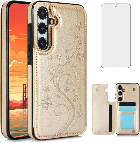علبة الهاتف ASUWISH لـ Samsung Galaxy S25 Plus S25+ 5G مع حامل بطاقة الشاشة الزجاجية المقسّر in Kuwait