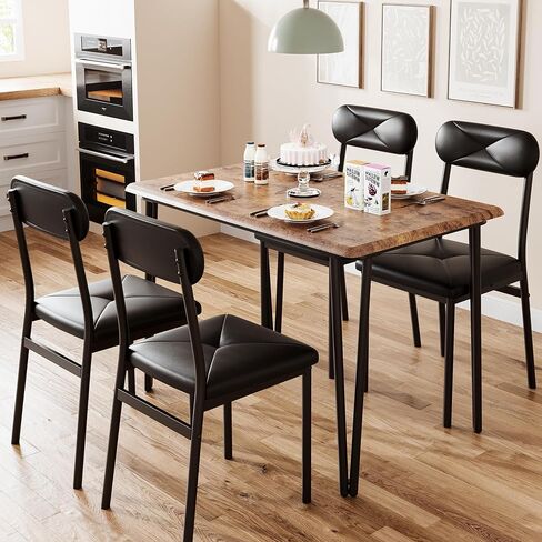 IDEALHOUSE Dining Table for 2-Small Square Kitchen Dining Dinner Room Tables Set,Space Saving Wood Modern Dinette Accent Furniture for Breakfast Nook, (Dark, Table with 2 Upholstered Chairs) in Saudi Arabia