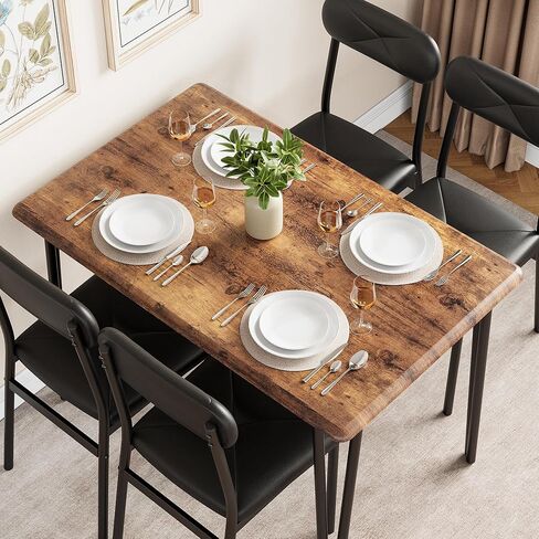 IDEALHOUSE Dining Table for 2-Small Square Kitchen Dining Dinner Room Tables Set,Space Saving Wood Modern Dinette Accent Furniture for Breakfast Nook, (Dark, Table with 2 Upholstered Chairs) in Saudi Arabia