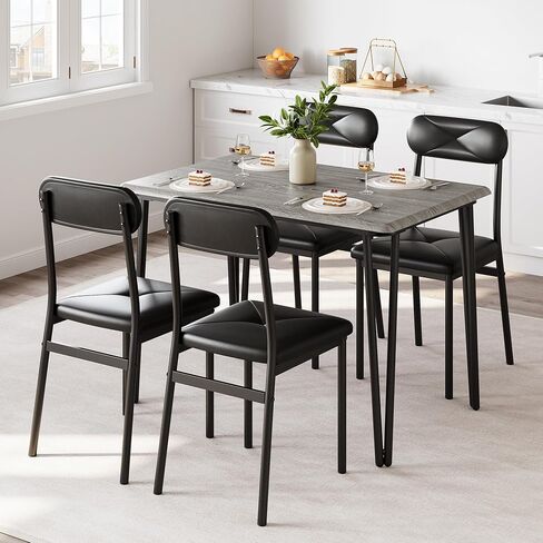IDEALHOUSE Dining Table for 2-Small Square Kitchen Dining Dinner Room Tables Set,Space Saving Wood Modern Dinette Accent Furniture for Breakfast Nook, (Dark, Table with 2 Upholstered Chairs) in Saudi Arabia