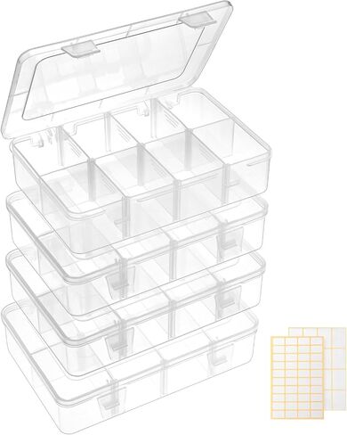 QUEFE 2 Pack 8 Grids Bead Organizers and Storage, Plastic Organizer Box with Removable Dividers Tackle Box Organizer for Candies Snacks Electronics Jewelry Small Parts in Saudi Arabia