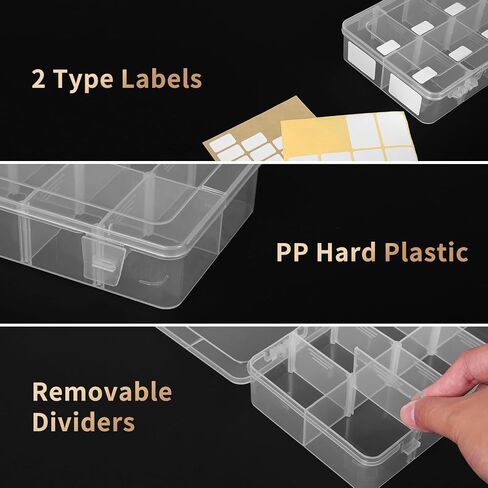 QUEFE 2 Pack 8 Grids Bead Organizers and Storage, Plastic Organizer Box with Removable Dividers Tackle Box Organizer for Candies Snacks Electronics Jewelry Small Parts in Saudi Arabia
