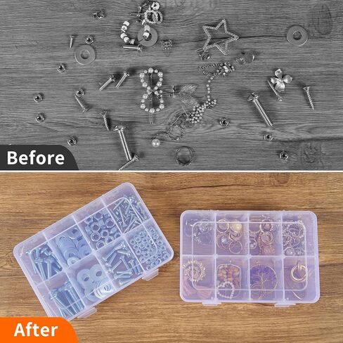 QUEFE 2 Pack 8 Grids Bead Organizers and Storage, Plastic Organizer Box with Removable Dividers Tackle Box Organizer for Candies Snacks Electronics Jewelry Small Parts in Saudi Arabia