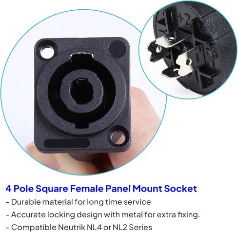 3.28 Feet 4 Wire Speakon Cable to Panel Mount Socket Extension Wire - SpeakON Male to NL4MP Female Plug Cables with Twist Lock for Chuchero, PA, DJ, Home Audio Interconnection - 2 Pack in Kuwait