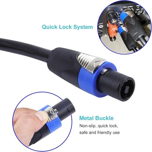 3.28 Feet 4 Wire Speakon Cable to Panel Mount Socket Extension Wire - SpeakON Male to NL4MP Female Plug Cables with Twist Lock for Chuchero, PA, DJ, Home Audio Interconnection - 2 Pack in Kuwait