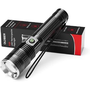 Rechargeable LED Flashlight 1000000 High Lumens, Super Bright Waterproof Handheld Torch Flash Lights for Camping Home Emergency Work, Battery Powered USB-C Portable Flash Light with 5 Modes