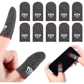 5 Pairs Finger Sleeves for Mobile Gaming, Ultra-Thin Fiber Gaming Finger Sleeves, Comfort Gaming Finger Gloves Sleeves, Black Anti Sweat Thumb Sleeves, for Most Gamers, Mobile Phone Gaming