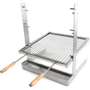 Portable Camping Grill Height Adjustable Santa Maria Grill Heavy-Duty Stainless Steel Outdoor Cooking Grate for Camping and Fireplace Barbecues
