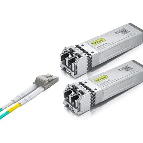 2 Pack of 10GBase-SR SFP+ Transceiver, Compatible with Cisco SFP-10G-SR and 1 Pack of 1M Fiber Patch Cable