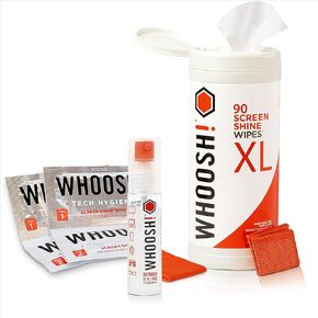 WHOOSH! Screen Cleaner Wipes & Eyeglass Cleaner Bundle | 90 Count Electronics Wipes + 1 fl oz + 2 Microsuede Cloth (6x6") + 2 Wet Wipes