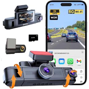 360 Dash Cam Front and Rear Left Right,4 Channel Dash cams Front 2K,5GWiFi app FHDControl Car Camera,Dash Camera for Cars,Dual Camera Night Vision,24/7 Recording,G-Sensor,Loop Recording free64Gcard