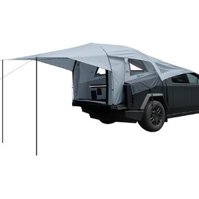JOYTUTUS Cybertruck Tent with Awning, Waterproof PU 2000mm Double Layer for 2 People, Truck Bed Tailgate Camping Tent Canopy for Cybertruck