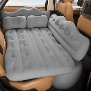 BABUR Inflatable SUV Air Mattress, Travel Camping Bed with 2 Pillows & Electric Pump, Car Sleeping Mattress Bed for Mobile Inflatable Bed for Trunk & Rear Seat, Gray