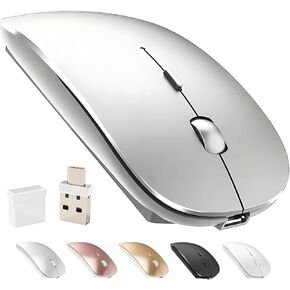 Wireless Mouse,Bluetooth Mouse for MacBook Pro/MacBook Air/Laptop/PC/Mac/iPad pro/Computer,Bluetooth 5.2/3.0 and 2.4GHz USB Type-C Receiver