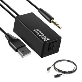 Optical to Aux Cable, Optical to 3.5mm Audio Converter, 192KHz DAC Digtal to Analog Adapter, Unidirectional for PS4 HDTV DVD