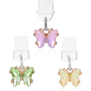 3 PCS USB C Cover Cap, Butterfly Dust Plug Covers, USB C Dust Plug, Dust Plug Charm, Type C Dust Cover for Type-C Phone Earphone Charging Ports