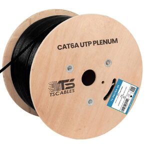 TSCables | Cat6A Plenum (CMP) 1000ft, 750Mhz, PoE++ (4PPoE) | 100% Solid Bare Copper | 23AWG Unshielded Twisted Pairs (UTP), Available in 7 Colors for Easy Identification (Blue, 1000ft)