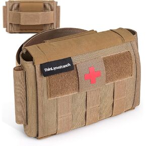 Rip Away IFAK Pouch - Tactical Vehicle Headrest Trauma Kit for First Responders - Molle Pouch with Tourniquet Holder - Essential First Aid for Outdoors - Durable Rip Away Design (Tan)