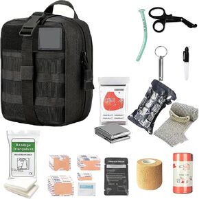 Tactical Emergency First Aid Kit: MOLLE Admin Pouch IFAK - Wound Dressing Blood Control EMT Survival Trauma Kit 6" Bandage- Camp Travel Car Medic Kit