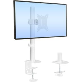Mount-It! White Single Monitor Stand – Adjustable Desk Arm for Computer Screens – VESA Compatible Holder Up to 32" 19.8 lbs – 360° Rotation, 160° Swivel, 40° Tilt – Space-Saving Clamp & Grommet Base