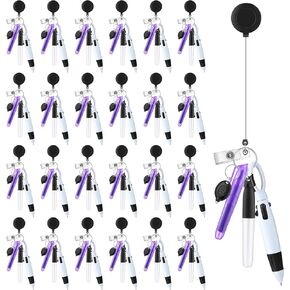 Handepo 120 Pcs Nurse Pen Set Include Retractable Shuttle Pens, Marker Pen, Mini Tip Highlighter, LED Mini Keychain Flashlight, Badge Reels for Nurse Students Children Christmas Gift (Multi Colors)