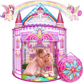 Princess Mermaid Kids Play Tent - Playhouse كبير للفتيات البالغ من العمر 3-12 عامًا ، لعبة القلعة الخارجية الداخلية للأطفال الصغار ، 55 '× 53' (DXH)