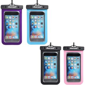 Hiearcool Universal Waterproof Case,Waterproof Phone Pouch Compatible for iPhone 13 12 11 Pro Max XS Max XR X 8 7 Samsung Galaxy s10/s9 Google Pixel 2 HTC Up to 7.0", IPX8 Cellphone Dry Bag -4 Pack