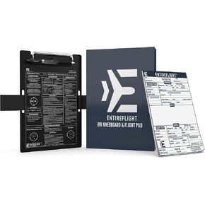Aviation Pilot Kneeboard IFR Black with Structured Notepad, Pilot Gear & Flight Bag Accessory, Airplane Grade Aluminum, Elastic Knee Strap & Pen Included for Pilots - Best Aviation Gifts for Pilots
