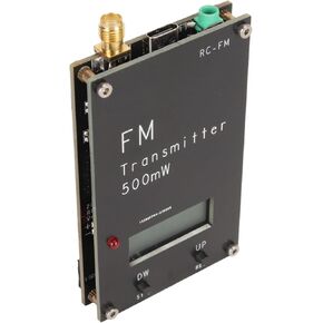 0.5W FM Transmitter, Aluminum Alloy 2000M FM Transmitter Stereo Input Adjustable Frequency for FM Radio