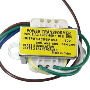 Power Transformer, 120V AC Input to 6V-0V-6V /12V Output, 6VA, Class B Insulation, Class 2 Replacement fits Emergency Light,LEDpilot Lamplight， CCRadio