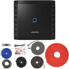 Alpine S2-A60M S Series Mono Class D Subwoofer Amplifier 600W with SoundBox TCK4 4 Gauge OFC Complete 4 GA Copper Amplifier Install Wiring Kit Bundle
